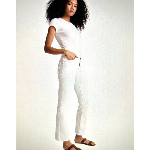 Madewell Womens Mid Rise Kick Out Ankle Length Jeans Pure White Size 31& 32 - Picture 1 of 12